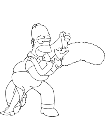 Homer And Marge Are Dancing  Coloring Page